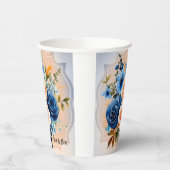 Hochzeitsfeier mit blauen und pfirsichfarbenen Blu Pappbecher (Links)