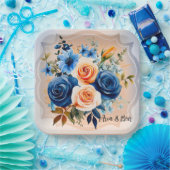 Hochzeitsfeier mit blauen und pfirsichfarbenen Blu Pappteller (Party)