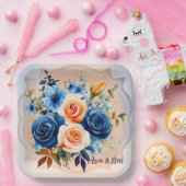 Hochzeitsfeier mit blauen und pfirsichfarbenen Blu Pappteller (Party)