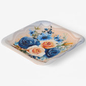 Hochzeitsfeier mit blauen und pfirsichfarbenen Blu Pappteller (Gewinkelt)