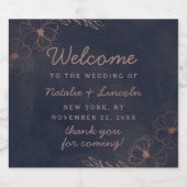 Hochzeitsfeier mit Blauen und Rose Alkoholflaschenetikett (Einzelnes Label)