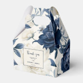 Hochzeitsfeier mit blauen und weißen Blumen Geschenkschachtel (Rückseite)