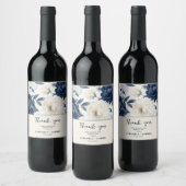 Hochzeitsfeier mit blauen und weißen Blumen Weinetikett (Flaschen)