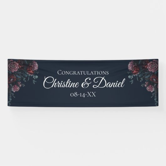 Hochzeitsfeier mit blauer Blüte Banner (Horizontal)