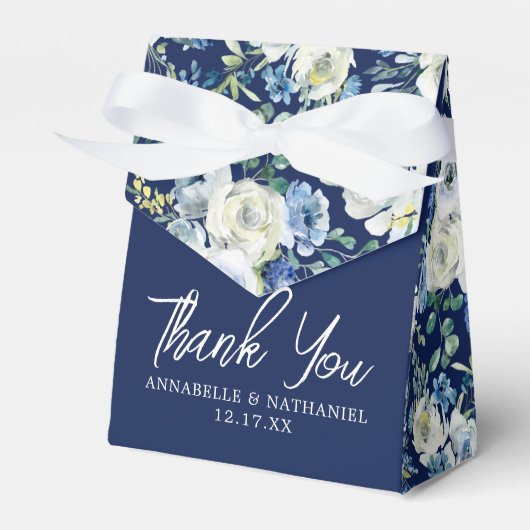 Hochzeitsfeier mit blauer Blüte Eleganter Abend Geschenkschachtel (Vorderseite)