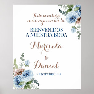 Hochzeitsfeier mit Blauer Blüte Poster