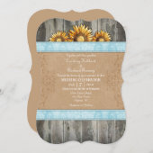 Hochzeitsfeier mit Blauer Braun Einladung (Vorne/Hinten)