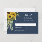 Hochzeitsfeier mit Blauer Elegant RSVP Karte (Vorderseite)