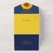 Hochzeitsfeier mit blauer Gelbblüte All In One Einladung (Außenbereich)