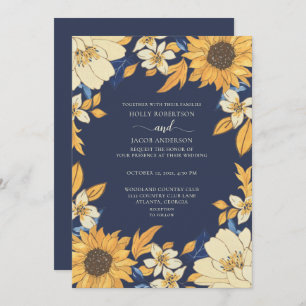 Hochzeitsfeier mit blauer Gelbcreme Einladung