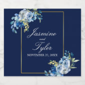 Hochzeitsfeier mit Blauer Gold-Blütenblüte Bierflaschenetikett (Einzelnes Label)