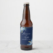 Hochzeitsfeier mit Blauer Gold-Blütenblüte Bierflaschenetikett (Vorderseite)