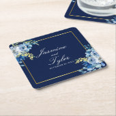 Hochzeitsfeier mit Blauer Gold-Blütenblüte Rechteckiger Pappuntersetzer (angewinkelt)