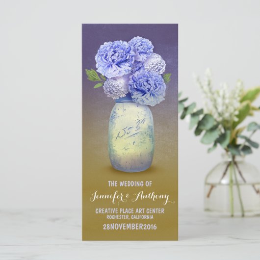 Hochzeitsfeier mit blauer Malerei Programm (Stehend Vorderseite)