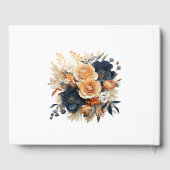 Hochzeitsfeier mit Blauer Navy, Burnt Orange & Cha Gästebuch (Rückseite)