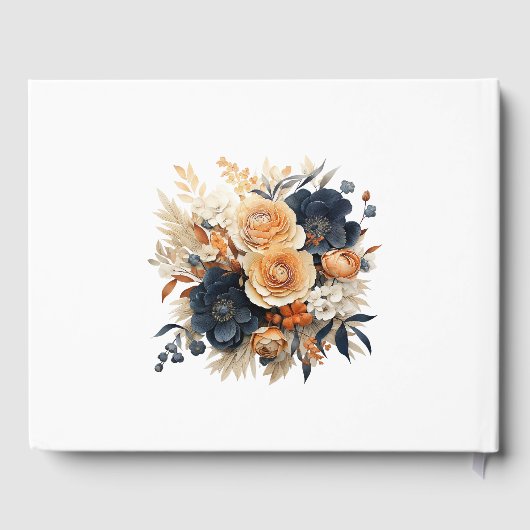 Hochzeitsfeier mit Blauer Navy, Burnt Orange & Cha Gästebuch (Rückseite)