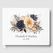 Hochzeitsfeier mit Blauer Navy, Burnt Orange & Cha Gästebuch (Vorderseite)