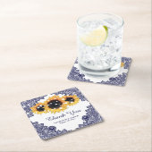 Hochzeitsfeier mit blauer, rustikal-schicker Spitz Rechteckiger Pappuntersetzer (Vor Ort)