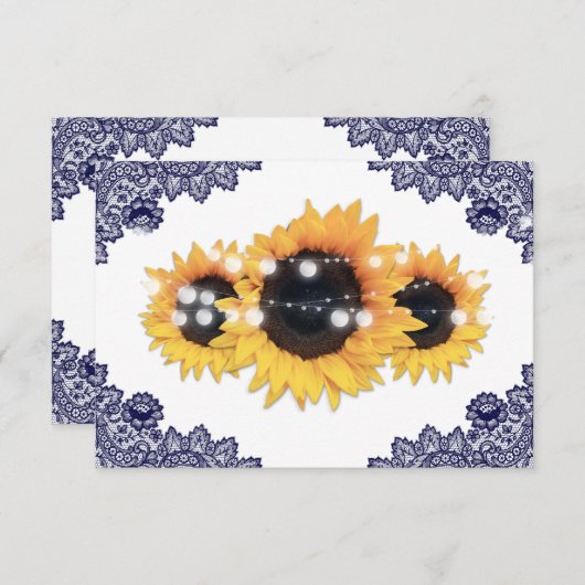 Hochzeitsfeier mit blauer, rustikal-schicker Spitz RSVP Karte (Vorne/Hinten)