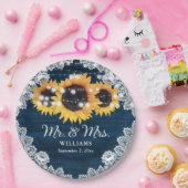 Hochzeitsfeier mit blauer, rustikaler Chic Wood La Pappteller (Party)