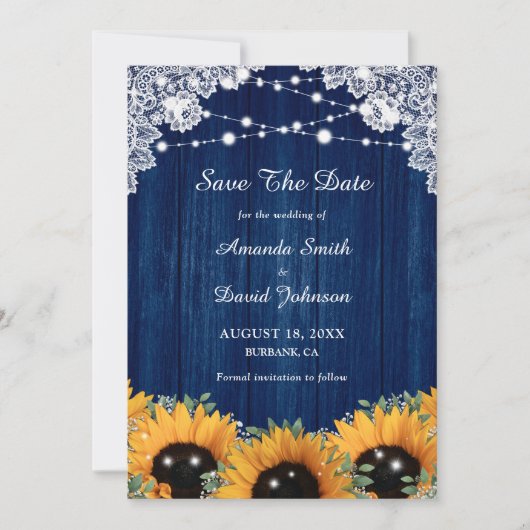 Hochzeitsfeier mit Blauer Waldgrün Save The Date (Vorderseite)