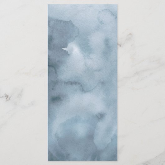 Hochzeitsfeier mit Blauer Wasserfarbe an der Küste Menükarte (Rückseite)