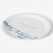 Hochzeitsfeier mit Blauer Wasserfarbe an der Küste Pappteller (Schrägansicht)