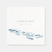 Hochzeitsfeier mit Blauer Wasserfarbe an der Küste Serviette (Vorderseite)