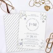 Hochzeitsfeier mit blauer Wildblume Einladung