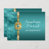 Hochzeitsfeier mit Blaugold Verlobung Geburtstag Ankündigungspostkarte (Vorne/Hinten)