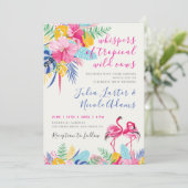 Hochzeitsfeier mit Blaurosa tropischen Regenwälder Einladung (Stehend Vorderseite)