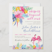 Hochzeitsfeier mit Blaurosa tropischen Regenwälder Einladung (Vorderseite)