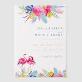 Hochzeitsfeier mit Blaurosa tropischen Regenwälder Pergament Einladungen (Vorderseite)