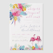 Hochzeitsfeier mit Blaurosa tropischen Regenwälder Pergament Einladungen (Vorderseite)