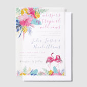 Hochzeitsfeier mit Blaurosa tropischen Regenwälder Pergament Einladungen (Versetzt)