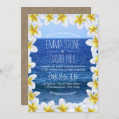 Hochzeitsfeier mit Blick auf das tropische Plumeri Einladung (Vorne/Hinten)