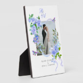 Hochzeitsfeier mit Blue Rose Ribbon Monogram Foto Fotoplatte (Seite)