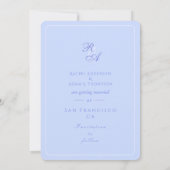 Hochzeitsfeier mit Blue Rose Ribbon Monogram Foto Save The Date (Rückseite)