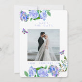 Hochzeitsfeier mit Blue Rose Ribbon Monogram Foto Save The Date (Vorderseite)