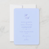 Hochzeitsfeier mit Blue Rose Ribbon Monogram Foto Save The Date (Rückseite)