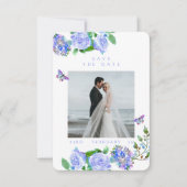 Hochzeitsfeier mit Blue Rose Ribbon Monogram Foto Save The Date (Vorderseite)
