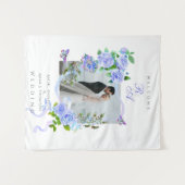 Hochzeitsfeier mit Blue Rose Ribbon Monogram Foto Wandteppich (Vorderseite (Horizontal))