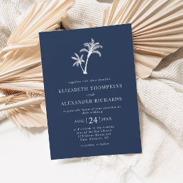 Hochzeitsfeier mit Blue Tropical Palm Tree Beach Einladung