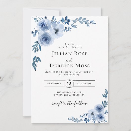 Hochzeitsfeier mit blühendem Blumenkraut Einladung (Vorderseite)