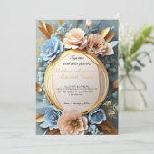 Hochzeitsfeier mit blühenden Blumen Einladung (Stehend Vorderseite)