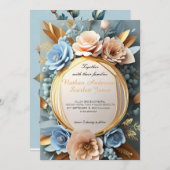 Hochzeitsfeier mit blühenden Blumen Einladung (Vorne/Hinten)