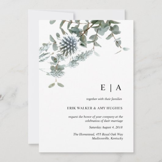 Hochzeitsfeier mit blühenden Blumen Einladung (Vorderseite)