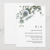 Hochzeitsfeier mit blühenden Blumen Einladung (Vorne/Hinten)