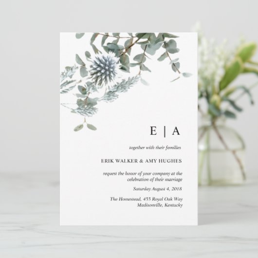 Hochzeitsfeier mit blühenden Blumen Einladung (Stehend Vorderseite)