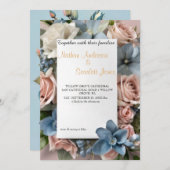 Hochzeitsfeier mit blühenden Blumen Einladung (Vorne/Hinten)